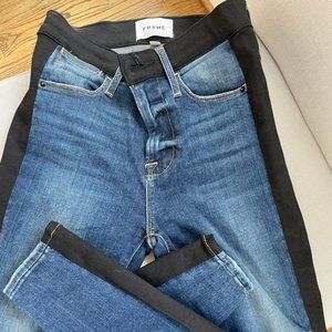 Frame jeans black suede trim